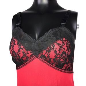 Vintage Western Maid Lace Slip 32 XS- SM Red Black